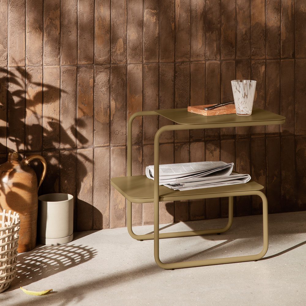 FERM LIVING Level Side Table - Modern Olive Green End Table for Living Room, Bedroom & Office - Small Accent Table with Minimalist Design