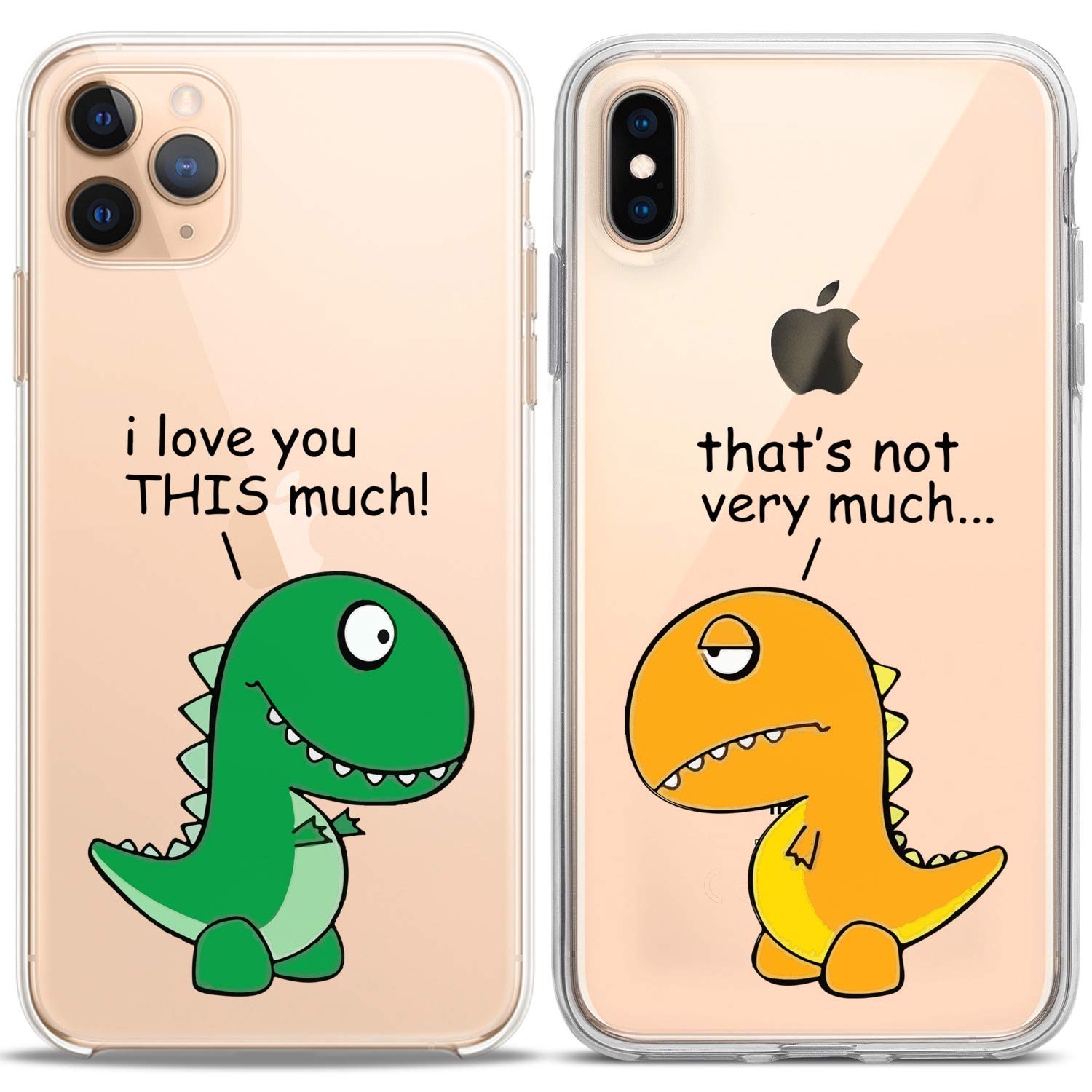 Cute Dinosaur Couple Phone Cases for iPhone 16/15/14/13/12/11 Pro Max/Mini/XS/X/8 Plus/7+/XR/10/SE/5 - Funny T-Rex Silicone Covers for Him & Her - Perfect Valentine's Gift for Girlfriend/Boyfriend - Ideal for Couples Matching Accessories & Everyday Protection