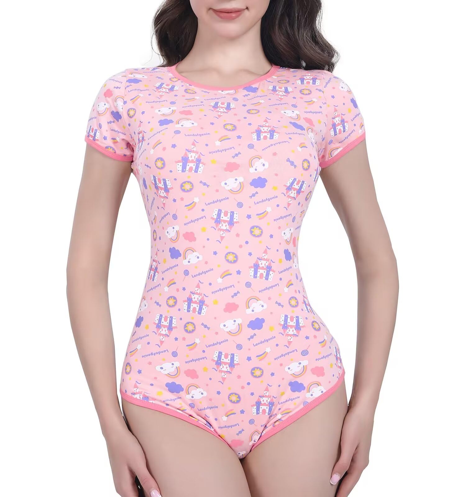 Women's Cotton Onesie Pajamas - Cute Candy Castle Print Sleepwear Romper & Bodysuit | Comfortable Loungewear for Sleep, Home Relaxing & Cosplay