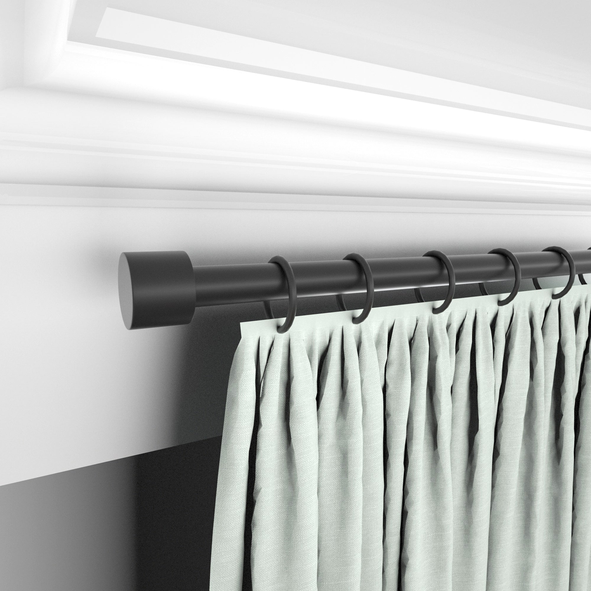 Adjustable Single Metal Curtain Rod - Telescopic Window Curtain Rod with Finials & Brackets - Perfect for Living Room, Bedroom & Home Decor