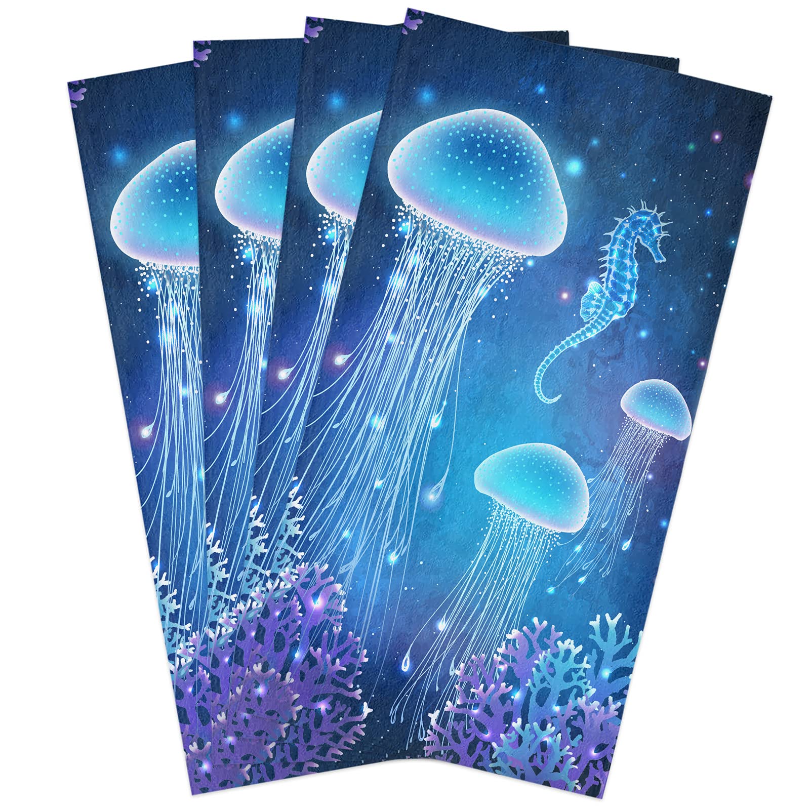 SODIKA Dreamy Blue Jellyfish Kitchen Towels Set - 4 Pack 18