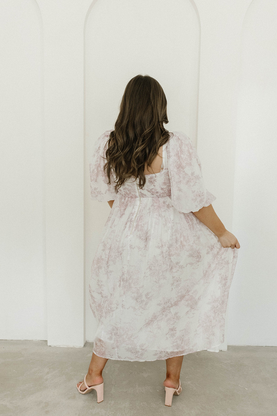 Harlow Midi Dress - Light Pink Floral Print, Bump Friendly Maternity Dress, Inclusive Sizing (S-3XL) for Pregnancy, Baby Shower & Special Occasions
