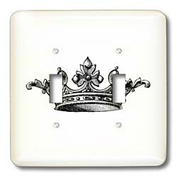 3dRose Majestic Crown Black and White Drawing - Vintage Royal Tiara Art for King Queen Princess - Double Toggle Switch - Perfect for Home Decor, Gift Giving & Themed Parties
