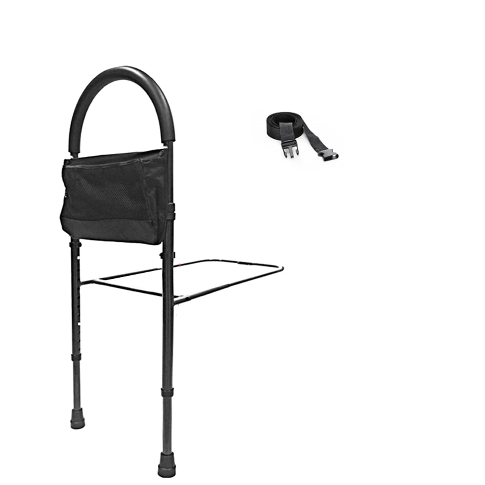 Adjustable Bed Assist Rail Handle with Storage Pocket - Safe & Sturdy Support Bar for Elderly Adults - Easy In & Out of Bed - Ideal for Home Care, Hospital Recovery & Mobility Assistance