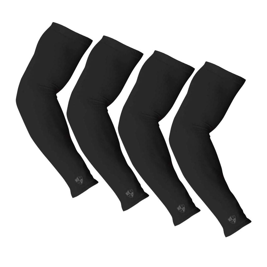 SA Company Arm Shield Compression UV Sleeves for Men - 4 Pack Microfiber Sun Protection Arm Sleeves | UPF 50+ UV Blocking, Moisture Wicking & Breathable | Perfect for Outdoor Sports, Running, Cycling & Golf
