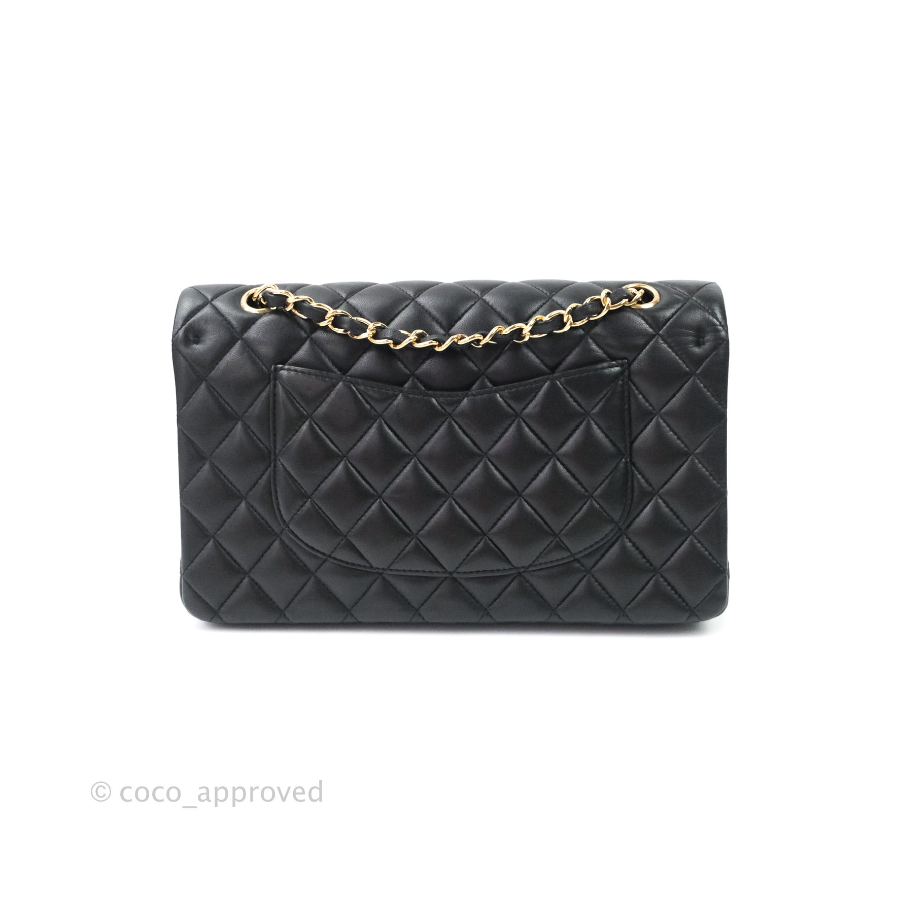 Chanel Classic Medium Double Flap Bag Black Lambskin Gold Hardware - Luxury Designer Handbag for Women, Perfect for Work, Evening Events & Special Occasions