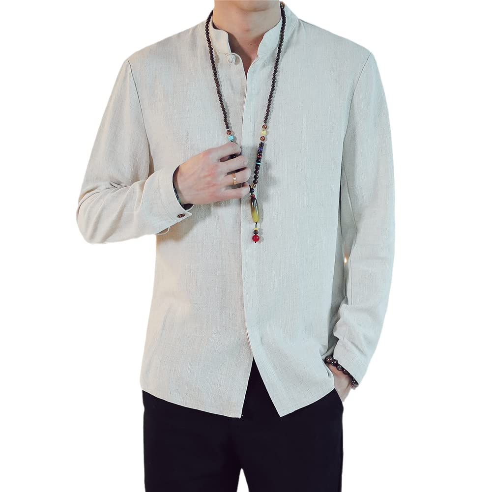 Traditional Chinese Tang Suit Hanfu Shirt for Men - Zen Kimono Style Casual T-Shirt - Asian Inspired Harajuku Yoga Clothing for Meditation, Streetwear & Cultural Events