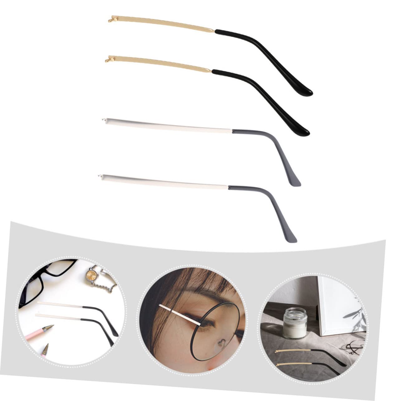 ORFOFE Precision Glasses Screwdriver Kit - 2 Pairs Eyeglass Arm Replacement Parts with Metal Screws - Perfect for Eyewear Repair & Maintenance at Home or Office
