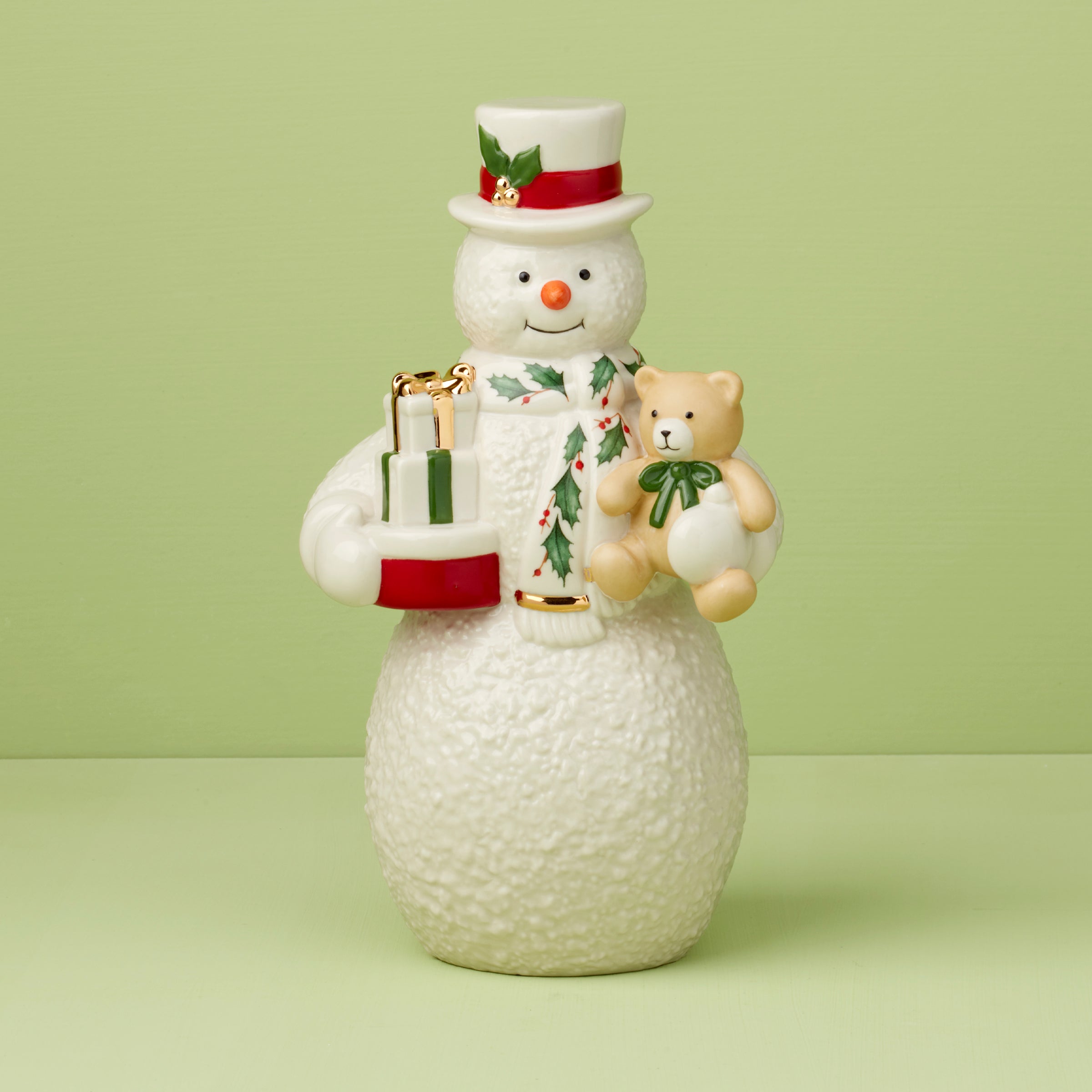 2024 Snowman with Teddy Bear Figurine - Christmas Decoration, Holiday Home Decor, Gift for Kids & Collectors - Perfect for Winter Mantel, Tree Topper & Festive Table Centerpiece