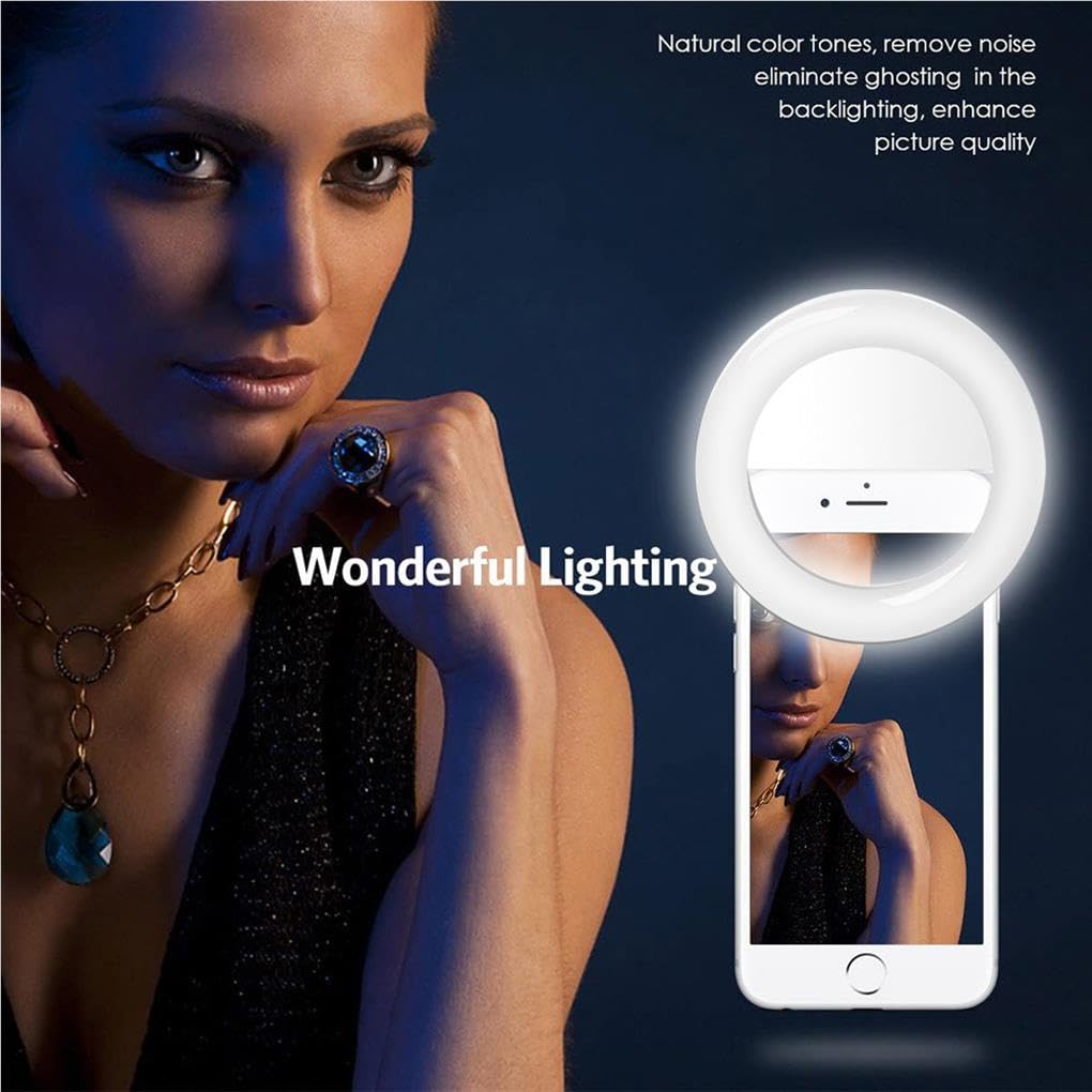 2-Pack Selfie Ring Light with Stand - Portable Phone Ring Light for Makeup, YouTube Videos & Live Streaming - Easy Install White Beauty Lighting for iPhone & Android