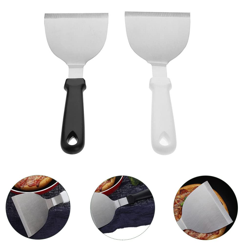 UPKOCH 2-Piece Stainless Steel Spatula Set - Metal Dough Scraper & Griddle Spatula with Ergonomic Plastic Handle for Pancakes, Pizza, Baking & Cooking - Perfect Kitchen Tools for Home Chefs & Bakers