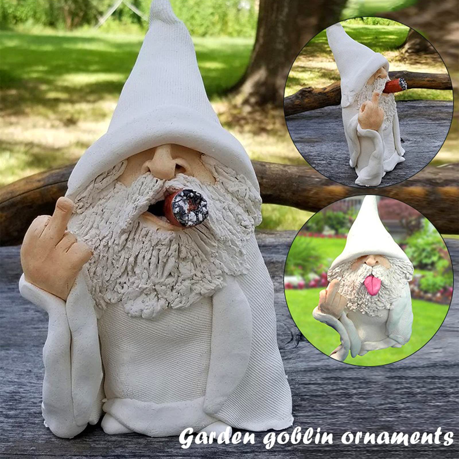 Smoking Wizard Big Tongue Gnome Statue - Funny Outdoor Garden Decor for Lawn, Yard & Indoor Use - Whimsical Lawn Ornament & Unique Home Decoration - Perfect for Halloween, Christmas & Themed Parties