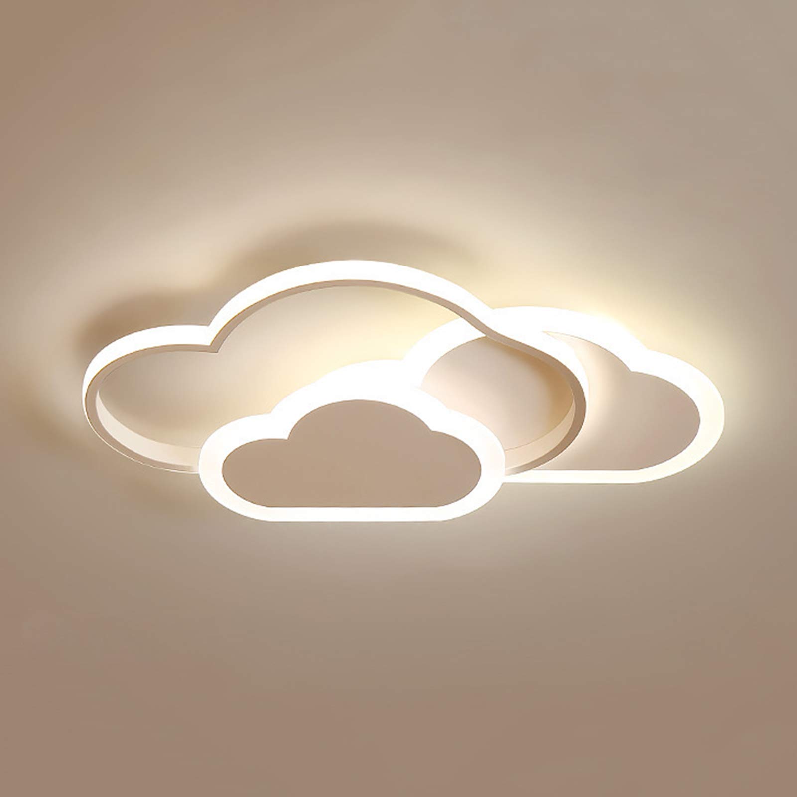 Kids Heart LED Ceiling Light 37W Dimmable for Bedroom & Nursery - White Cloud