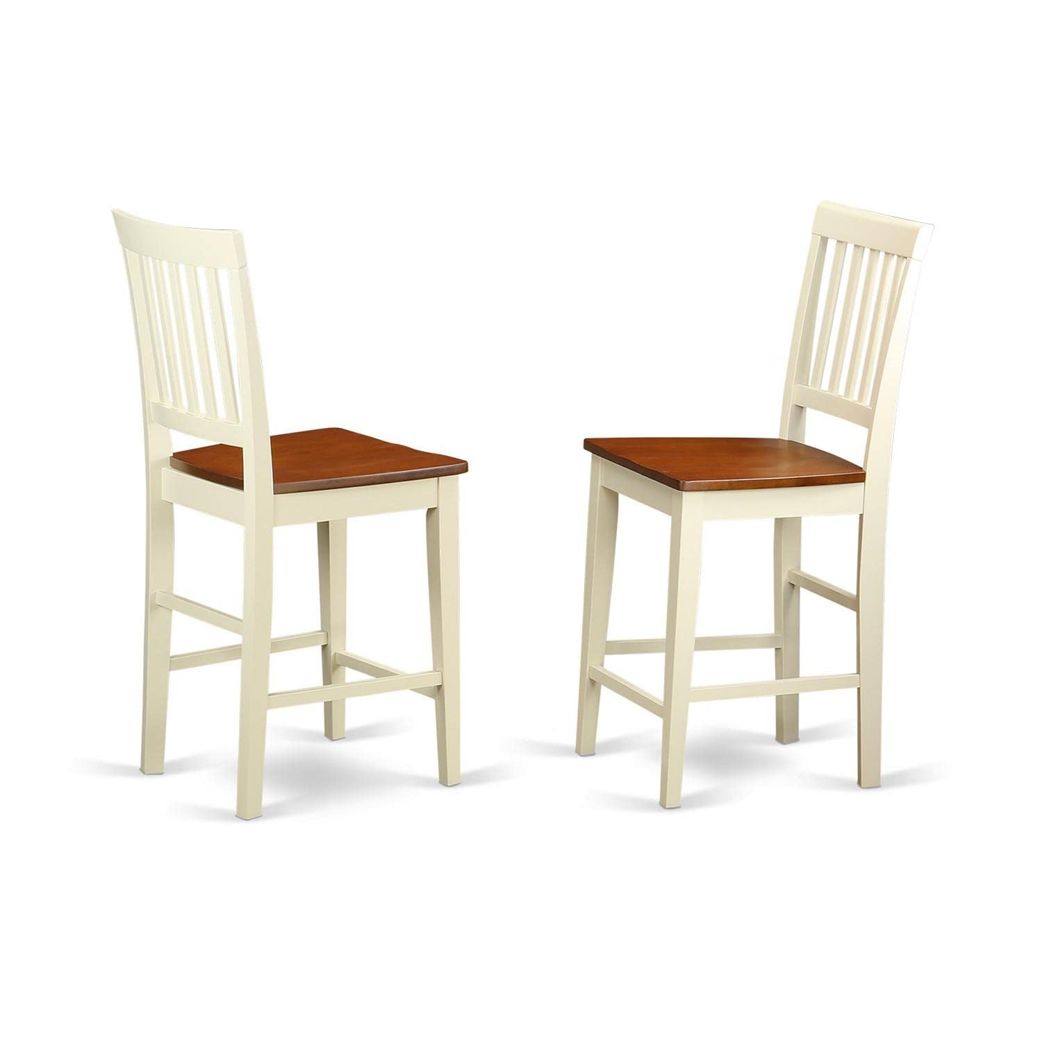 East West Furniture 5-Piece Counter Height Dining Set - 36x36 Inch Round Pedestal Table & 4 Kitchen Chairs in Buttermilk & Cherry - Perfect for Small Kitchens, Breakfast Nooks & Apartment Dining Areas