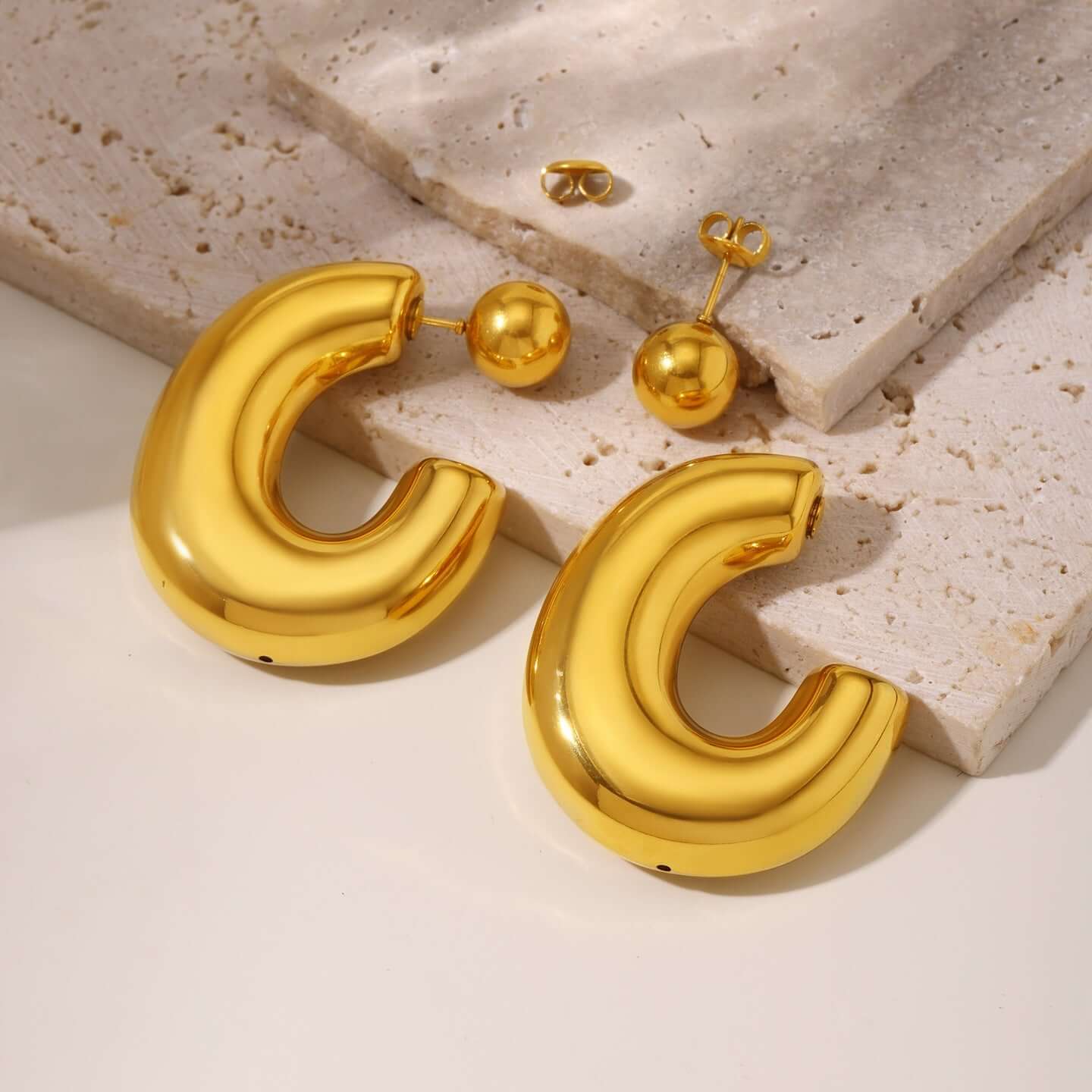 Chunky Two-Way Hoop Earrings for Women - Trendy Gold & Silver Fat Hoops | F1697 | Perfect for Casual Outfits, Parties & Everyday Wear