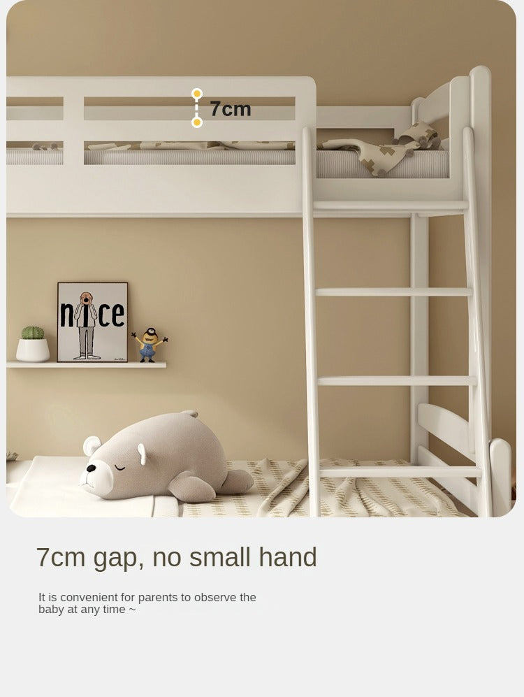 Solid Wood Beech & Birch White Detachable Bunk Bed for Kids - Perfect for Small Bedrooms, Guest Rooms & Space-Saving Kids' Rooms