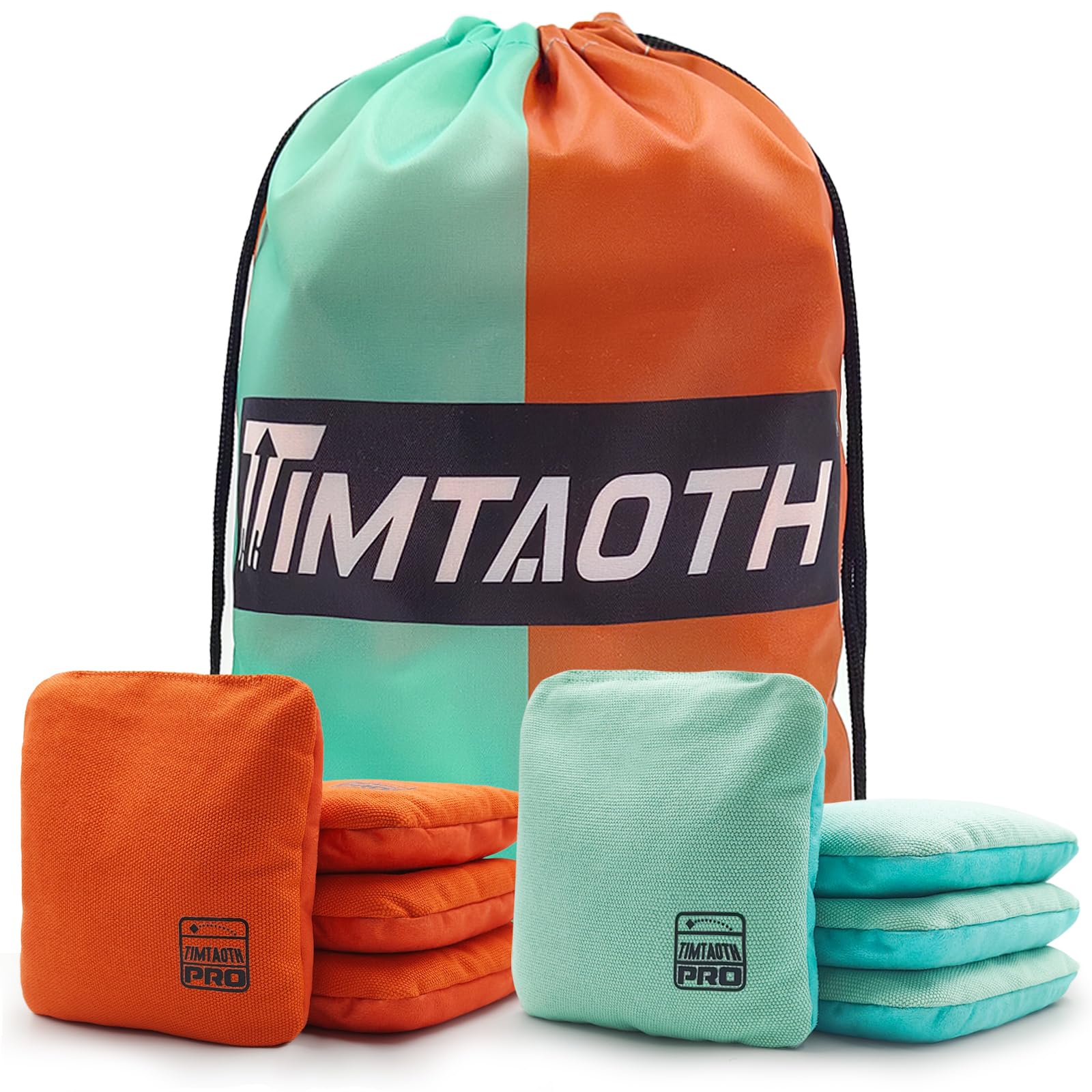 Professional Dual-Sided Cornhole Bags Set of 8 - Regulation Size Bean Bags with Slick & Stick Sides for Outdoor Games, Tailgating, and Backyard Parties