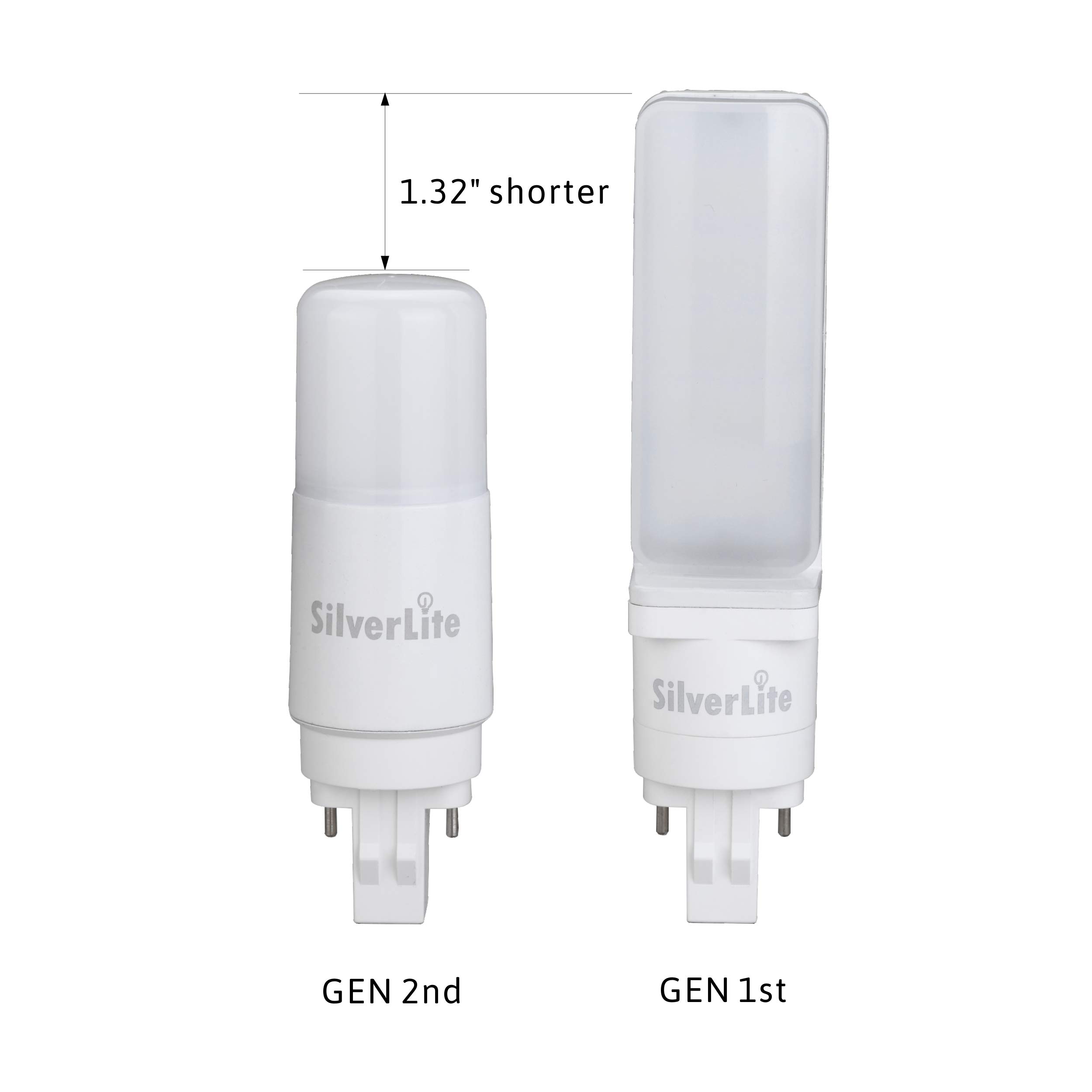 Silverlite [Plug&Play] 2 Pack 7W LED Stick PL Bulb GX23-2 Pin Base - 700LM Soft White (2700K) - 120-277V CFL Ballast Compatible - UL Listed - Energy Saving Replacement for CFL Bulbs - Perfect for Lamps, Ceiling Fixtures & Office Lighting