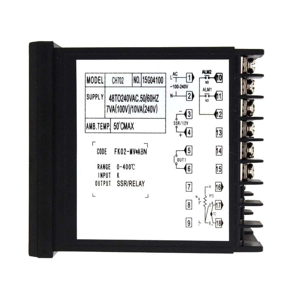 CH702 Digital PID Temperature Controller with Short Case Relay & SSR Output - Precise Temperature Control for Industrial Ovens, Heat Press Machines & HVAC Systems