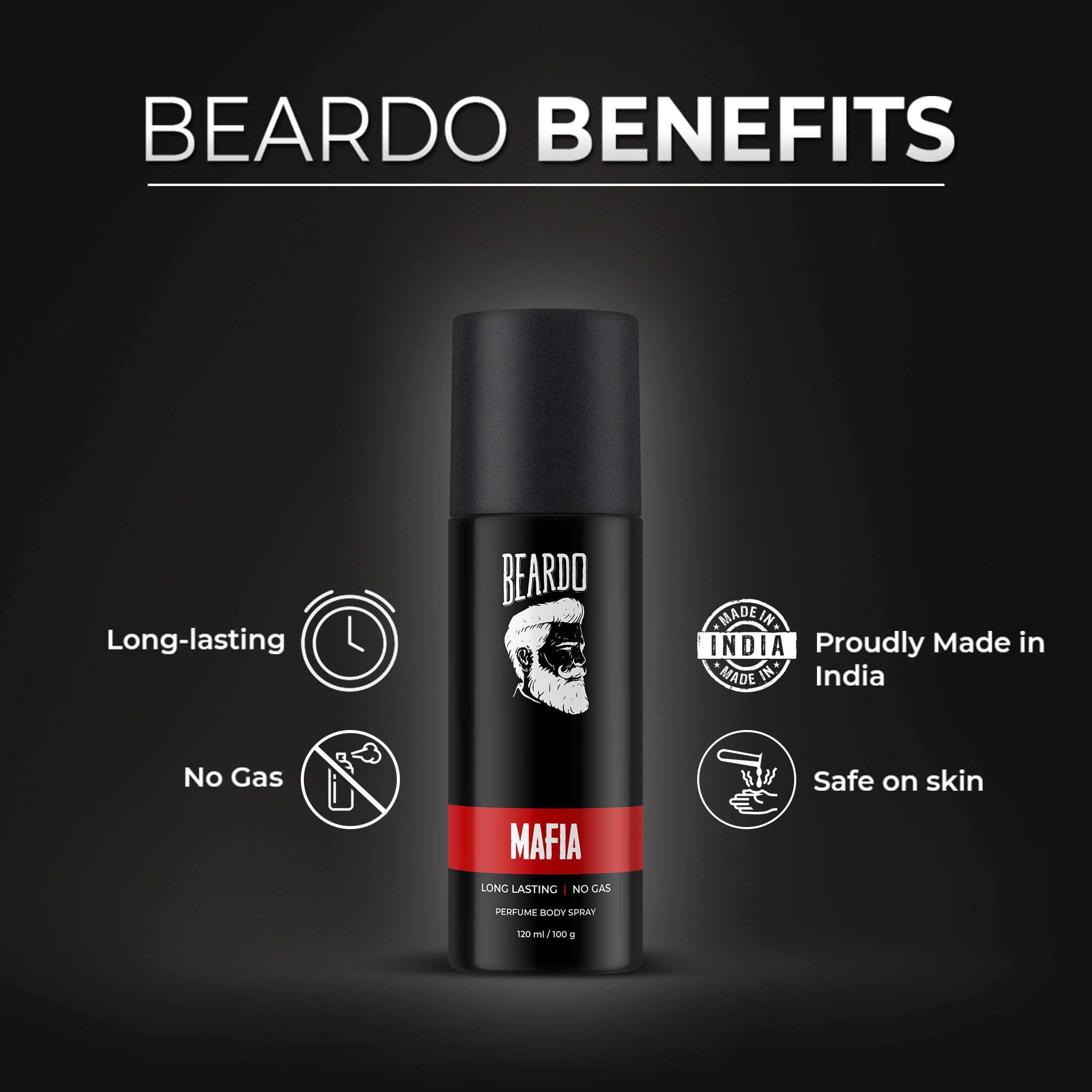 Beardo Godfather Whisky Smoke & Mafia Cologne Body Spray for Men - 3 Pack Citrus Aromatic Spicy Long Lasting Deodorant | Perfect for Grooming, Date Night, Office & Special Occasions | Great Christmas Gift for Him, Boyfriend or Husband
