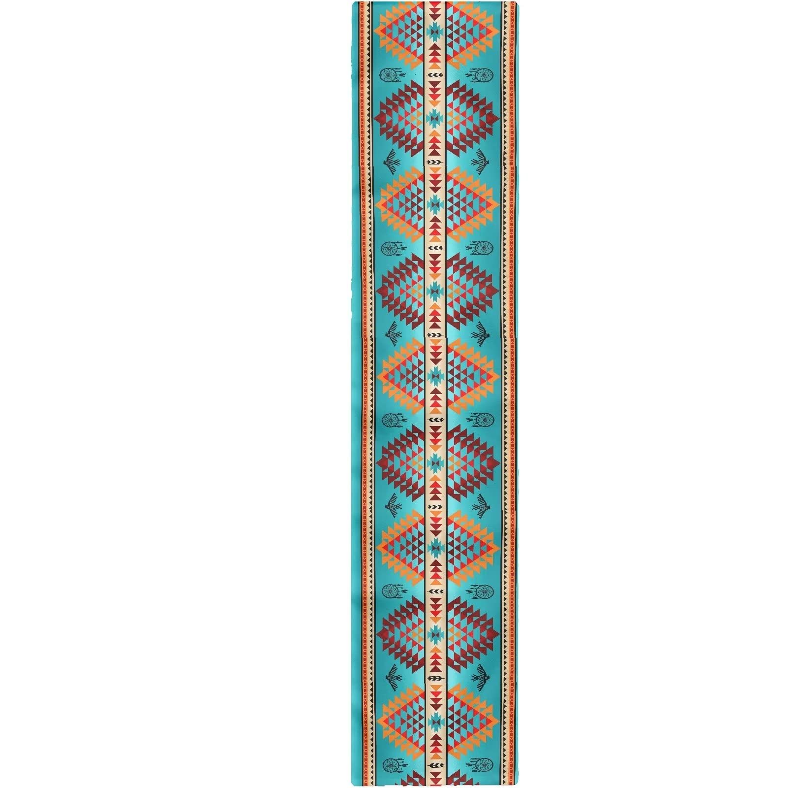 GLENLCWE Southwest Navajo Aztec Print Table Runner - 72 Inch Long Non-Slip Tabletop Mat for Dining Room, Kitchen, and Party Decor