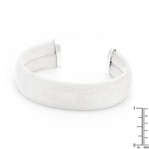 Stylish Silvertone Wide Mesh Cuff Bracelet - Elegant Fashion Jewelry for Women, Perfect for Parties, Weddings & Everyday Wear