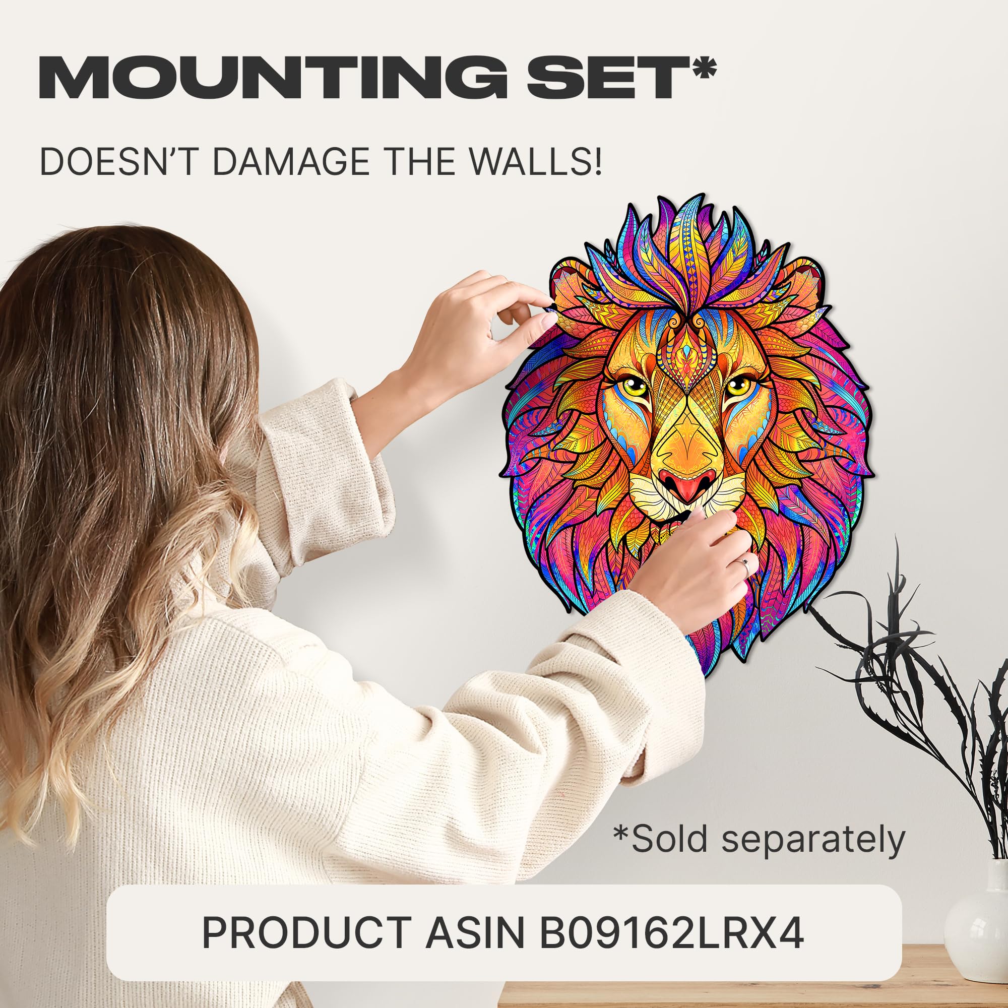 UNIDRAGON Original Wooden Jigsaw Puzzle - Mysterious Lion 700 Pieces, Royal Size 21.3