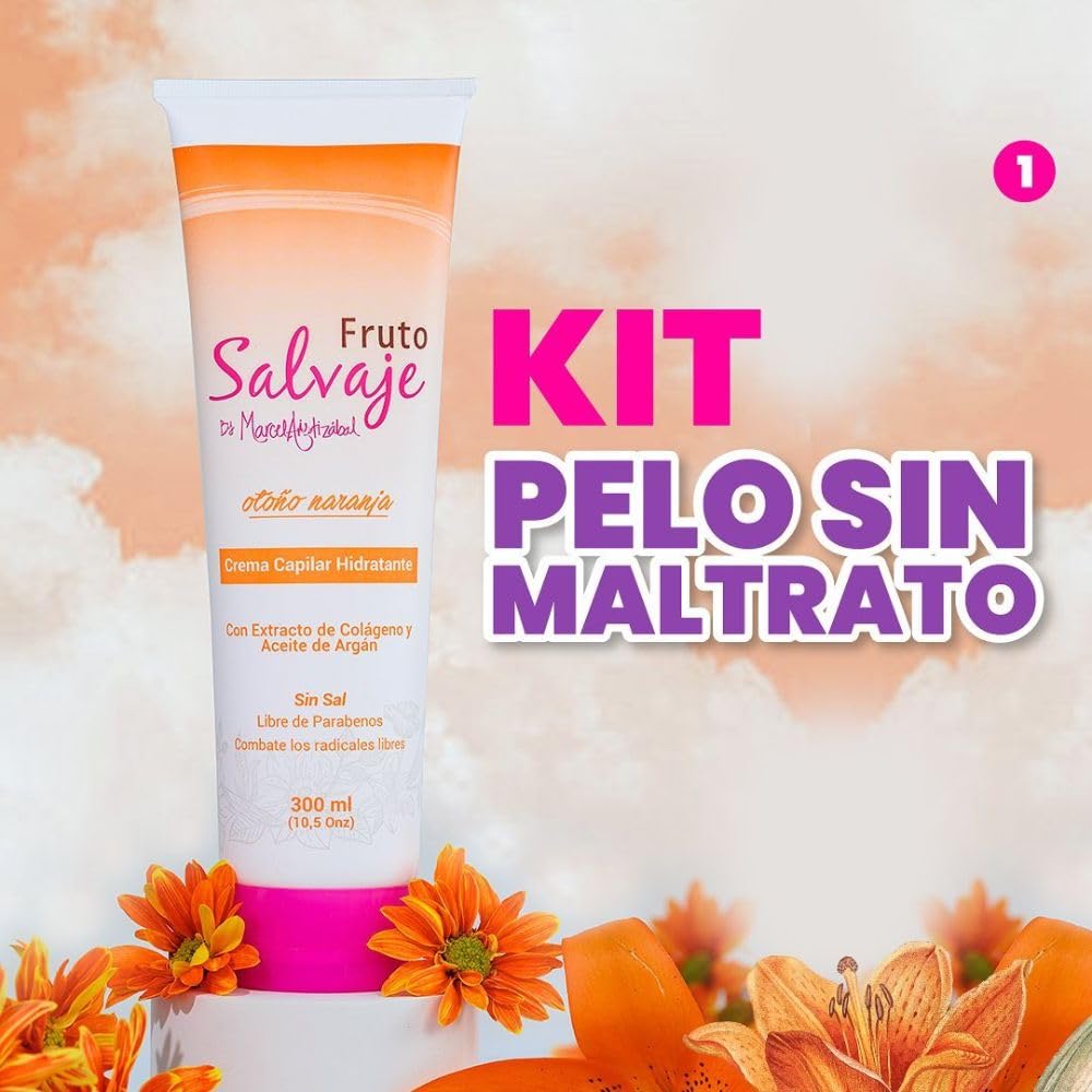 Marcela Frutos Fruto Salvaje Shampoo & Styling Cream 2-Pack - Amber Spring Shampoo & Hydrating Orange Autumn Cream | Natural Colombian Hair Care for Dry, Damaged Hair | Daily Moisturizing & Styling Solution