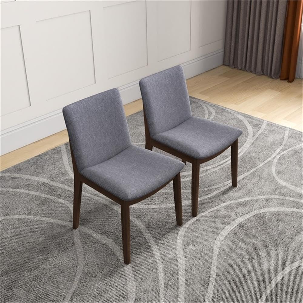 Pemberly Row Mid Century Modern Fabric Upholstered Dining Chairs Set of 2 - Light Grey | Comfortable & Stylish Seating for Kitchen, Dining Room & Office