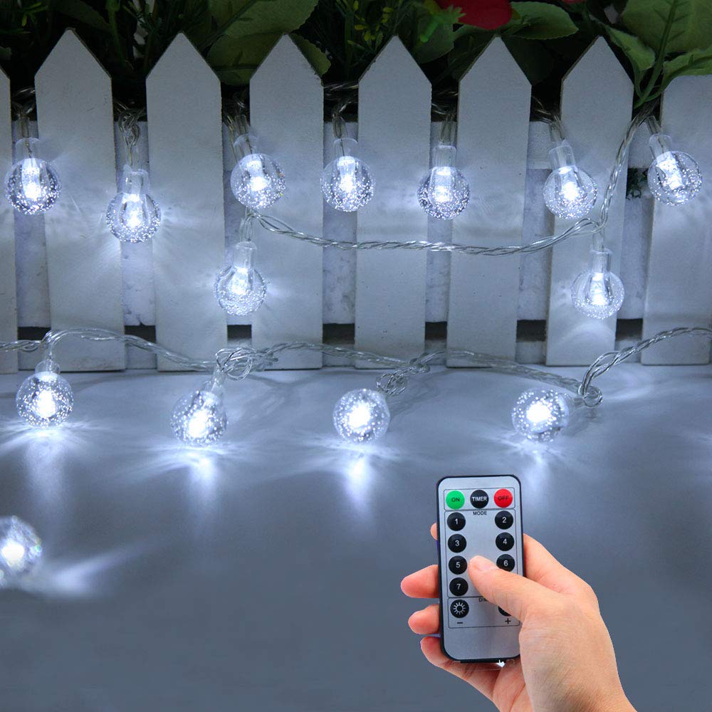 Lezuoey 33ft 80 LED Battery Operated String Lights - Remote Control, 8 Lighting Modes, Globe Fairy Lights for Indoor & Outdoor Decor - Perfect for Bedroom, Wedding, Party, Christmas, Patio, and Garden Lighting