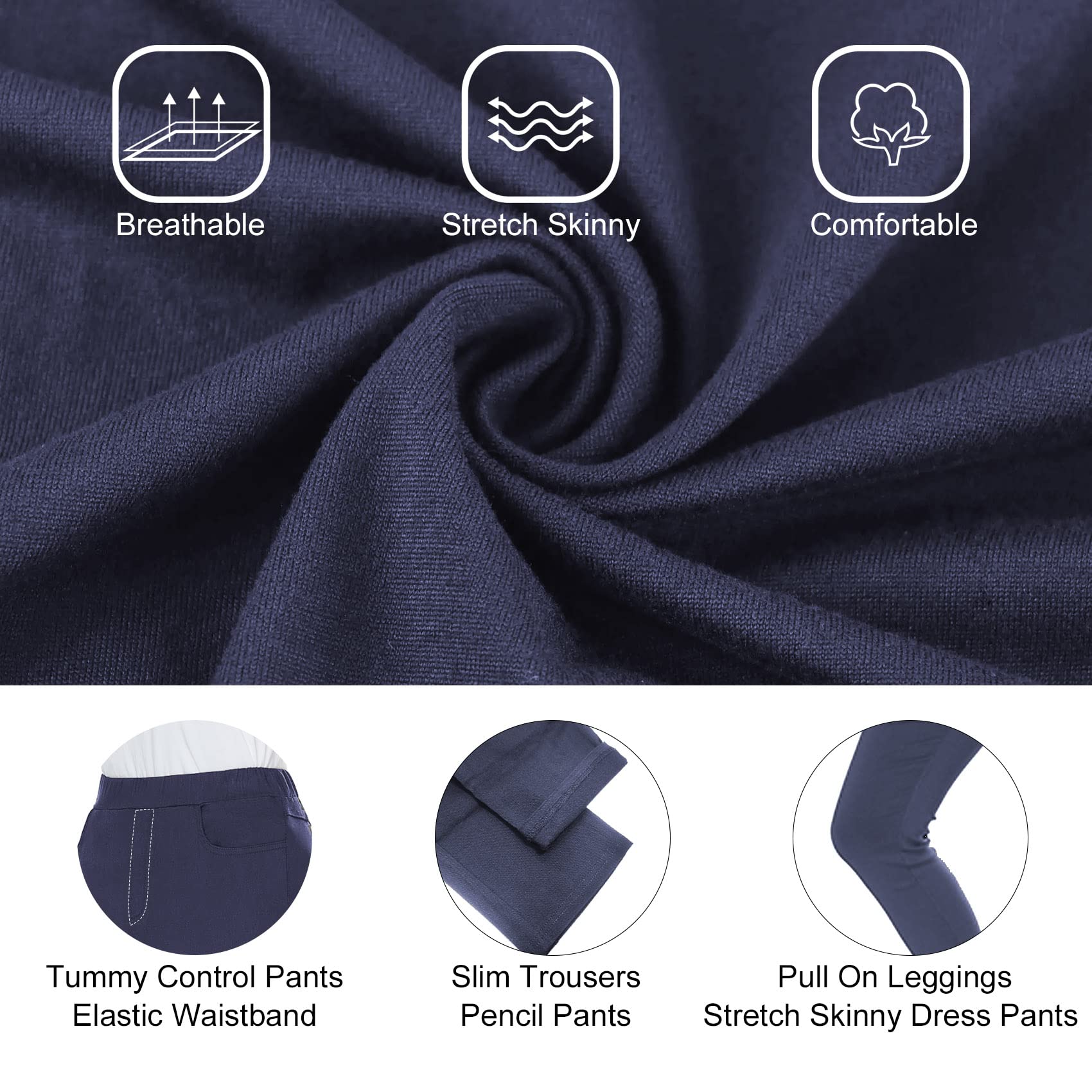 Famulily Women's Stretch Skinny Dress Pants with Tummy Control - Pull On Work Pants & Business Casual Leggings [Sizes S-2XL] for Office, Travel & Everyday Wear
