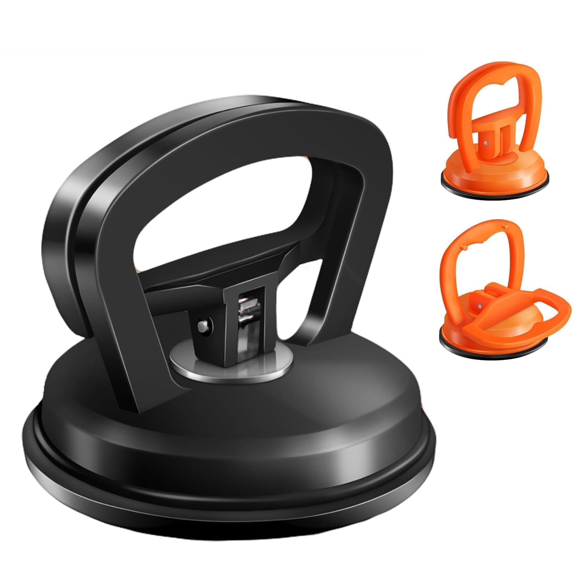 3 Pack Car Dent Puller & Remover Tool - for Auto Glass, Screens, Tiles - Black & Orange
