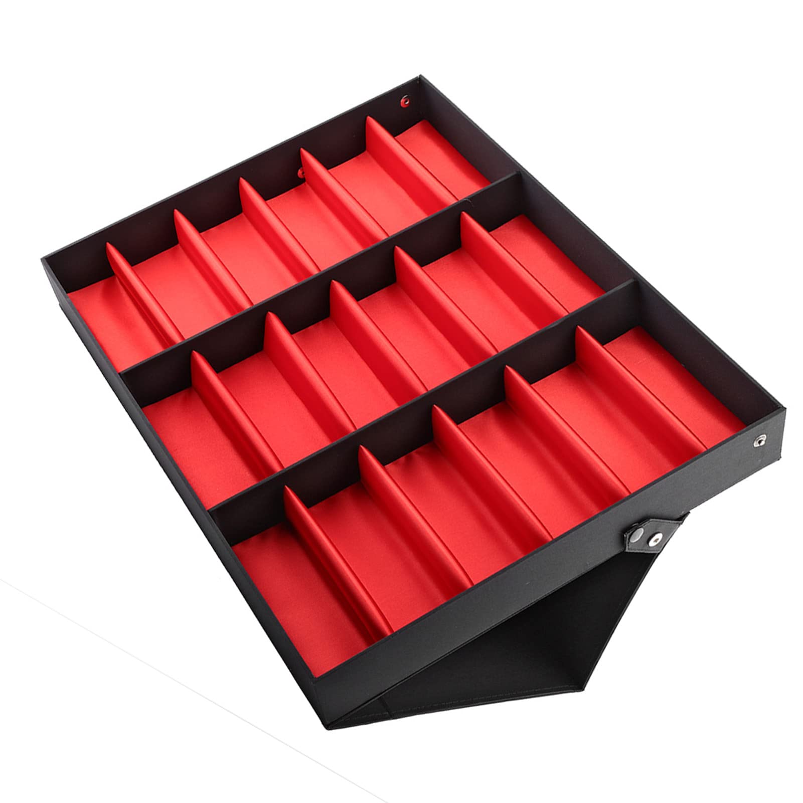 18-Slot Glass Eyeglass & Sunglass Storage Display Case - Elegant Sunglasses Organizer for Women & Men - Sunglasses Collection Holder with Storage Tray - Perfect for Home, Office, Retail Display & Travel Accessories Organization