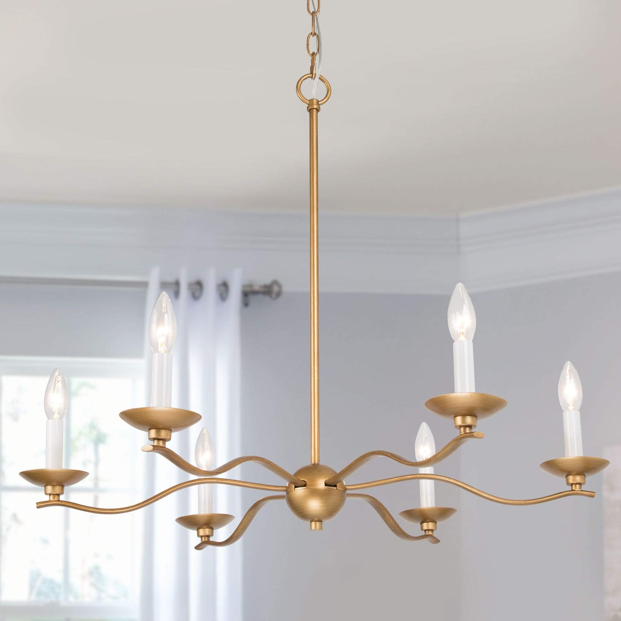 Modern Gold Curved Chandelier Ceiling Light - 30