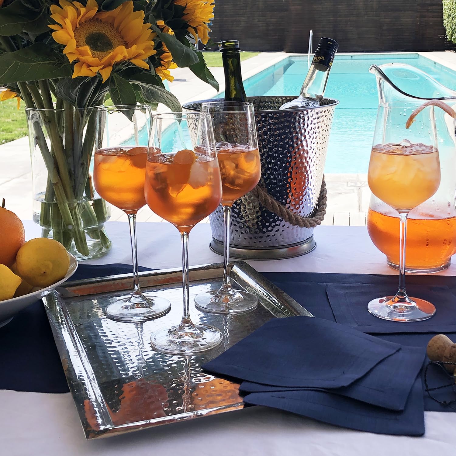Navy Blue Linen Table Runner 14x126 Inches - Premium Italian Linen Dining Table Decor, Handcrafted in USA - Perfect for Weddings, Dinner Parties & Holiday Table Settings