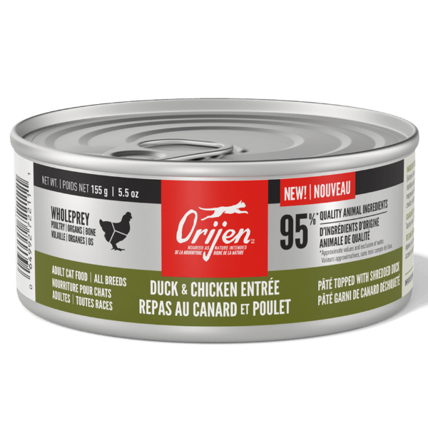 Premium Orijen Duck & Chicken Entrée Grain-Free Canned Cat Food - High Protein, Natural Ingredients for Adult Cats - Perfect for Mealtime & Special Occasions