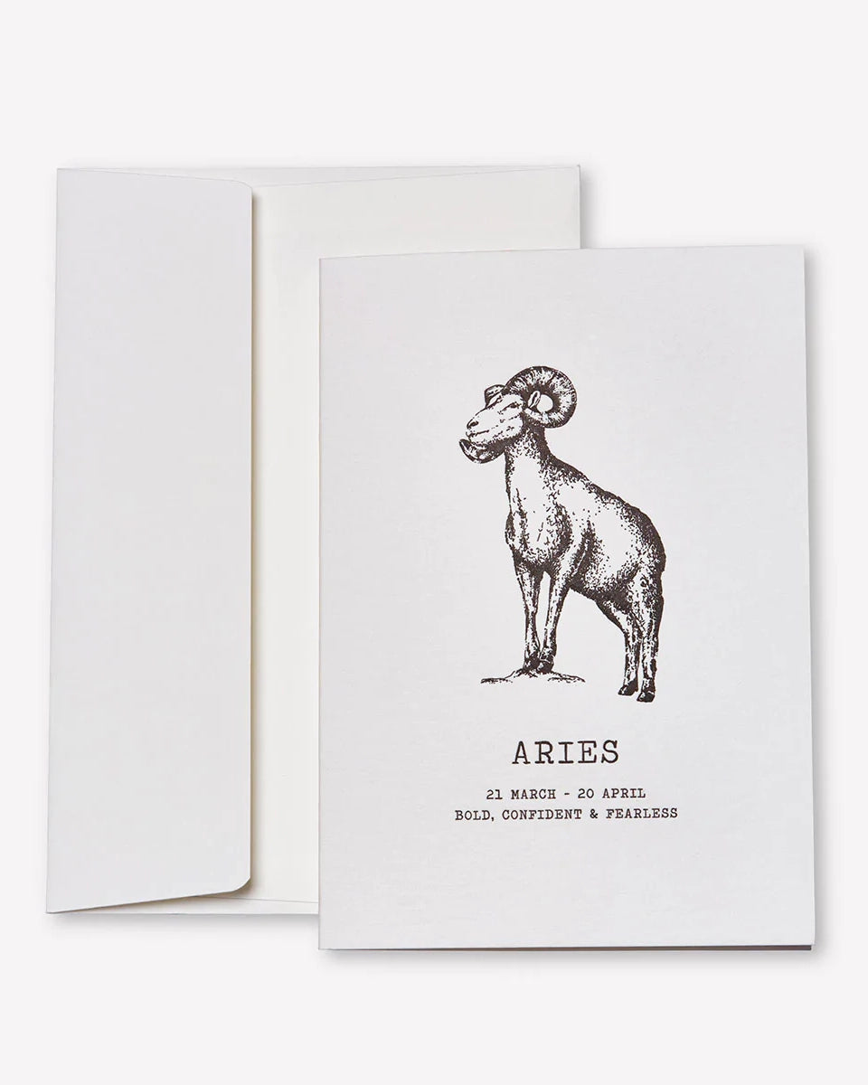 Zodiaque Moon Aries Zodiac Letterpress Greeting Card - Perfect for Birthday Wishes, Astrology Gifts & Celestial Stationery Lovers
