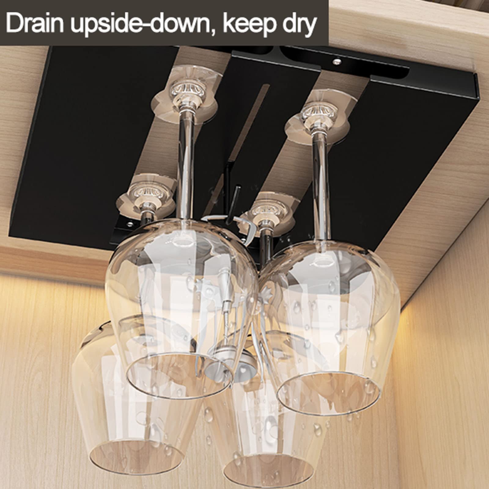 Stainless Steel Wine Glass Rack Holder - Under Cabinet Stemware Storage Organizer with Screws (2/3/4/5/6 Rows) - Space Saving Shelf for Wine Glasses, Cups & Stemware - Perfect for Kitchen, Bar, Restaurant & Home Display