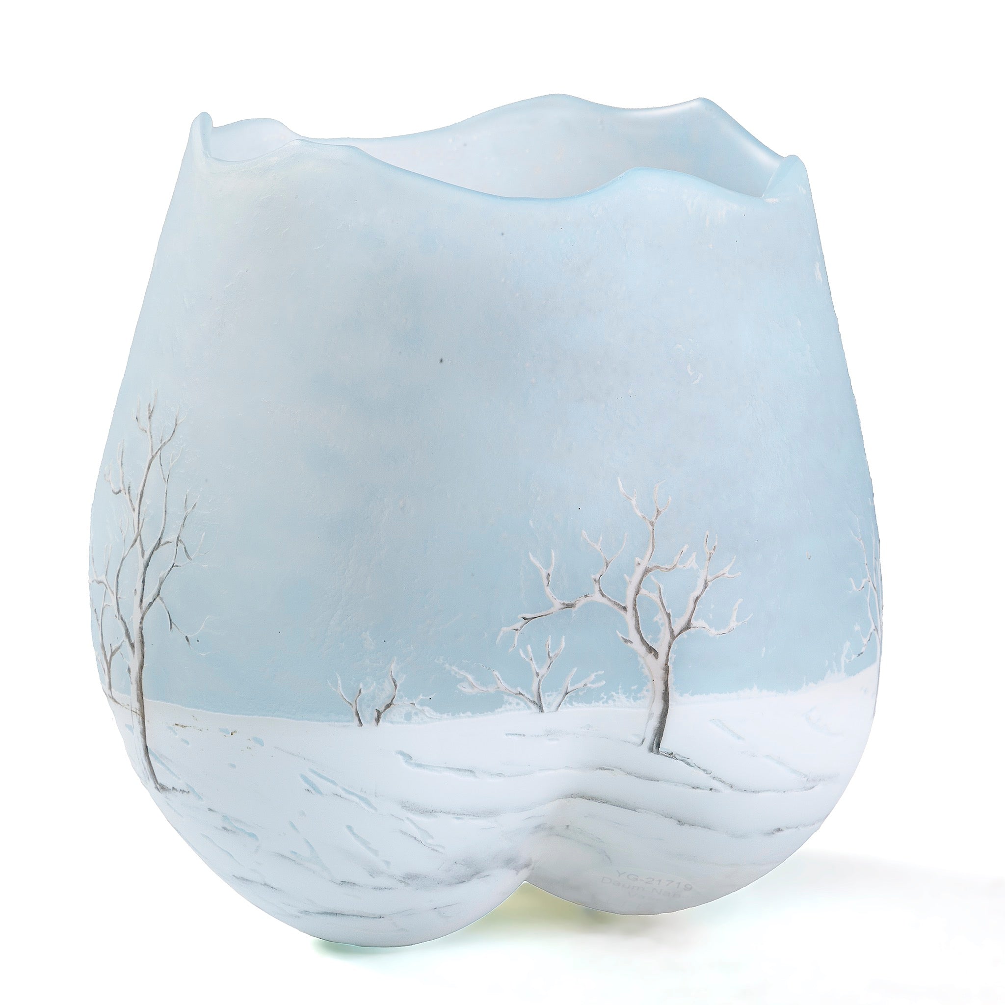 Daum Nancy Blackbird Trefoil Glass Vase - Handcrafted Art Nouveau Crystal Vase for Home Decor, Wedding Centerpiece & Luxury Gift