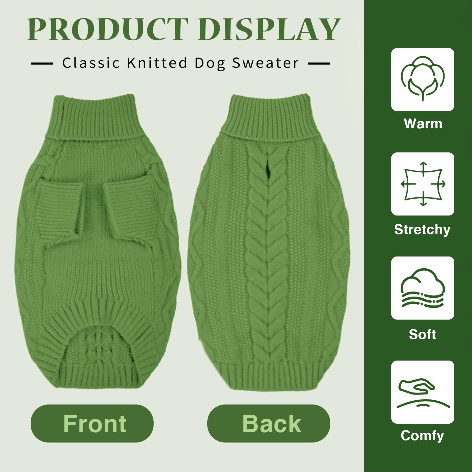 XXL Dog Sweater - Extra Large Green Dog Clothes with Harness Hole for Pitbulls, Boxers & Labradors | Holiday Outfits for Thanksgiving & Christmas | Cozy Winter Wear for Big Dogs