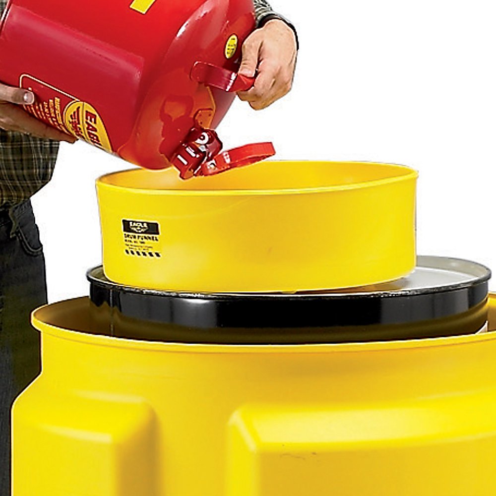 Eagle 1660 Drum Funnel with Cover - 18 Inch Diameter x 7 Inch Height - Heavy Duty Plastic Drum Funnel for Industrial, Chemical & Oil Transfer - Perfect for Drums, Barrels & Storage Containers