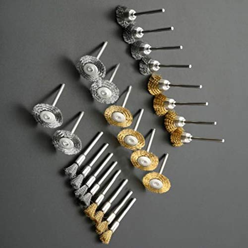 24pcs Brass Steel Wire Wheel Brush Set for Polishing & Grinding - Power Rotary Tool Accessories for Metal, Wood & Auto Restoration