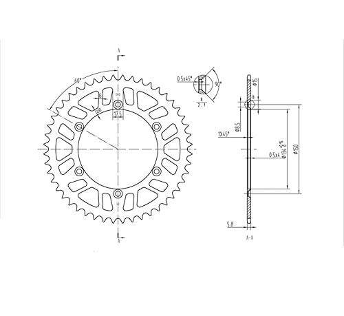 BikeMaster 48 Tooth Steel Rear Sprocket for Kawasaki KX250 (1987-1989) - Durable Motorcycle Replacement Part for Off-Road & Motocross Racing