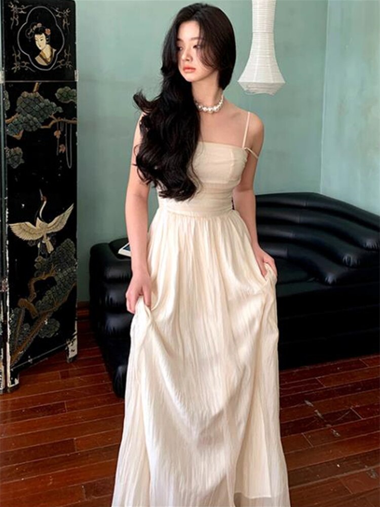 Elegant Women's Sleeveless Long Strap Dress - Perfect for Summer Parties, Weddings & Special Occasions