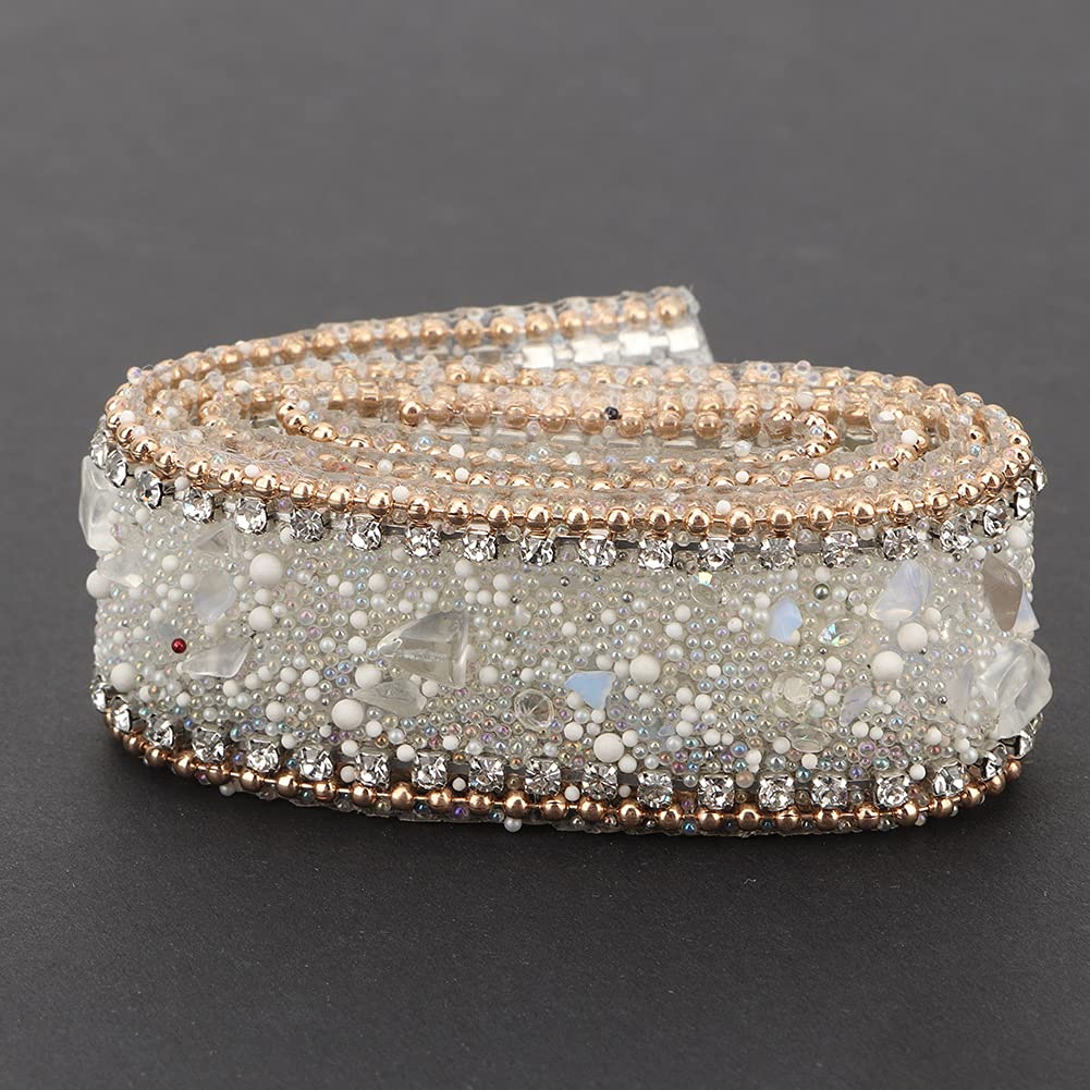 Rhinestone Ribbon & Crystal Chain Trim - Gold Bead Embellishment for Wedding Dresses, Bridal Gowns & Evening Wear Decoration | Elegant Dress Embellishment for DIY Fashion & Formal Attire