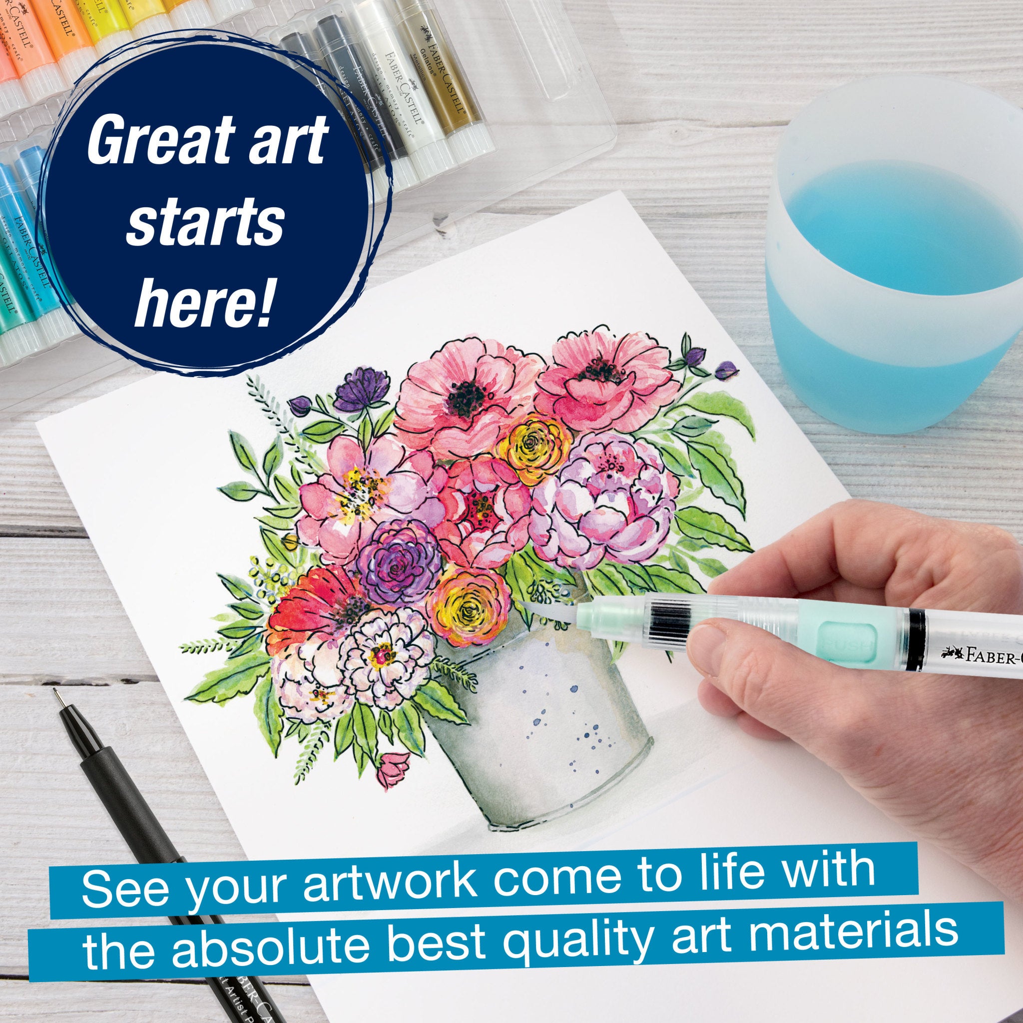 Premium Water Brush for Artists - #770306 - Perfect for Watercolor Painting, Calligraphy & Lettering