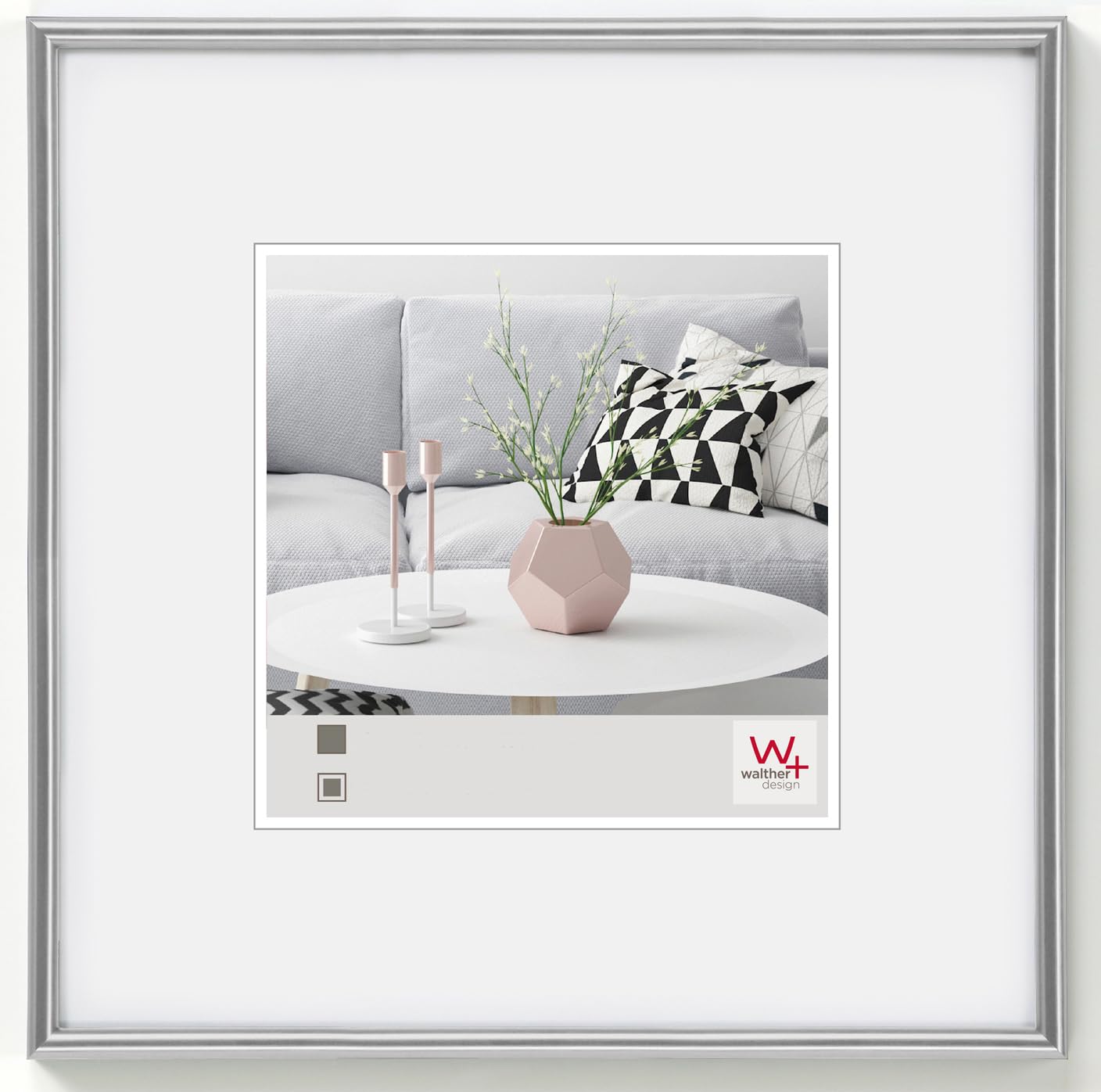 Premium Walnut Street Silver Picture Frame 8x8 Inches - Perfect for Home Decor, Wedding Photos, and Office Display