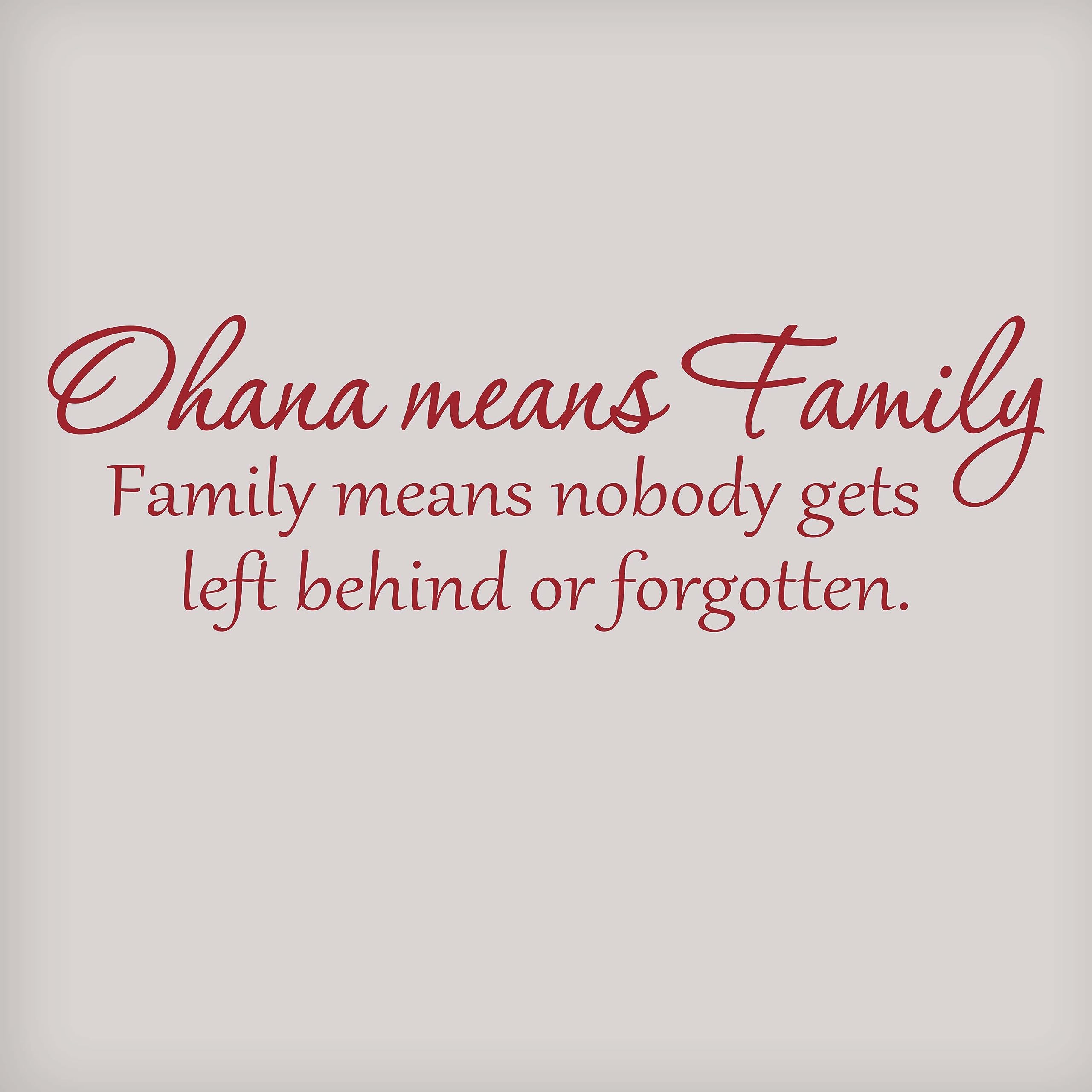 Ohana Means Family Wall Decal - Lilo & Stitch Inspired Disney Quote Vinyl Sticker for Kids Room, Nursery & Bedroom Decor - Dark Red Wall Art for Disney Fans & Home Decoration