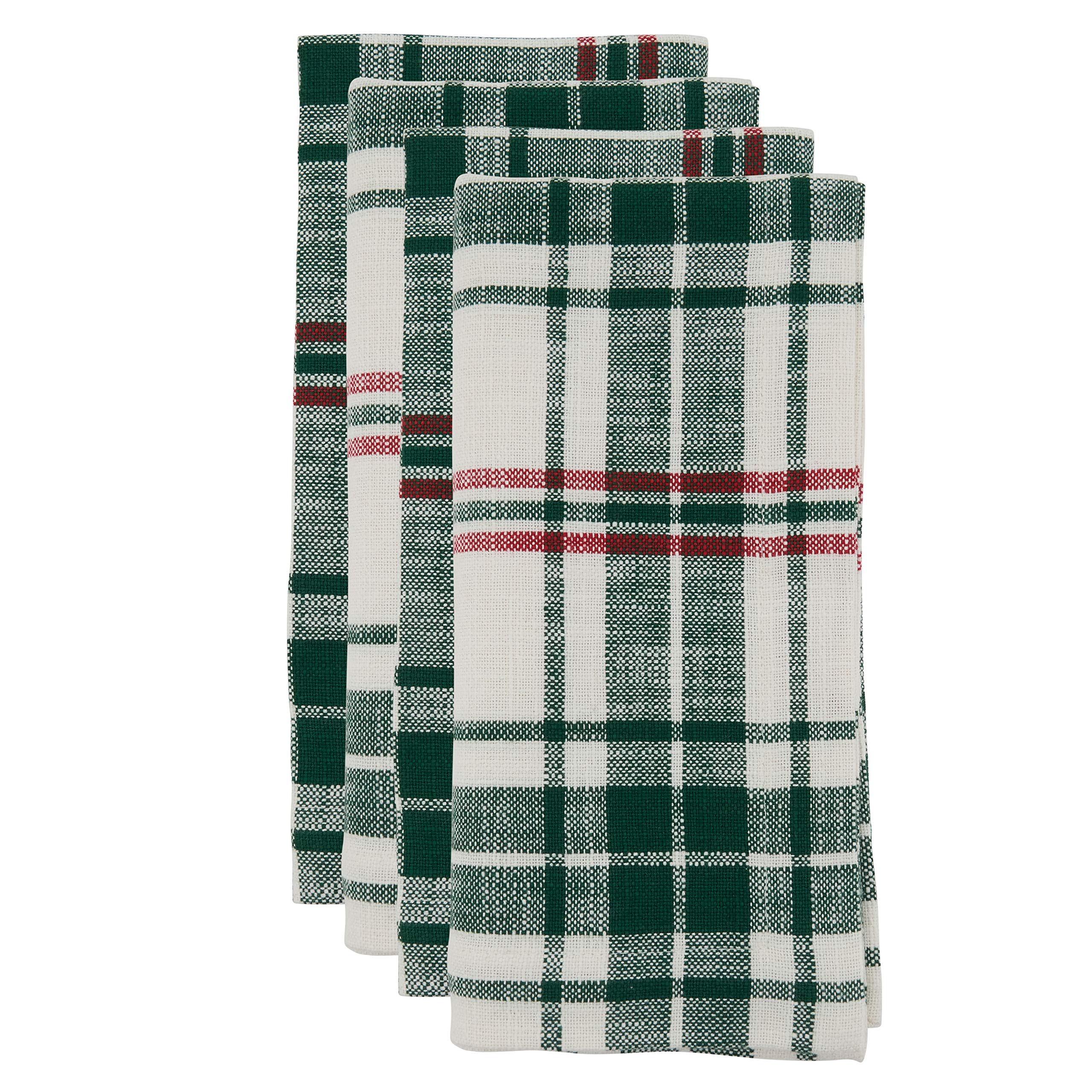 Plaid Design Table Napkins (Set of 4) - Premium Cotton Napkins for Dining, Parties & Home Decor - Perfect for Thanksgiving, Christmas & Everyday Use
