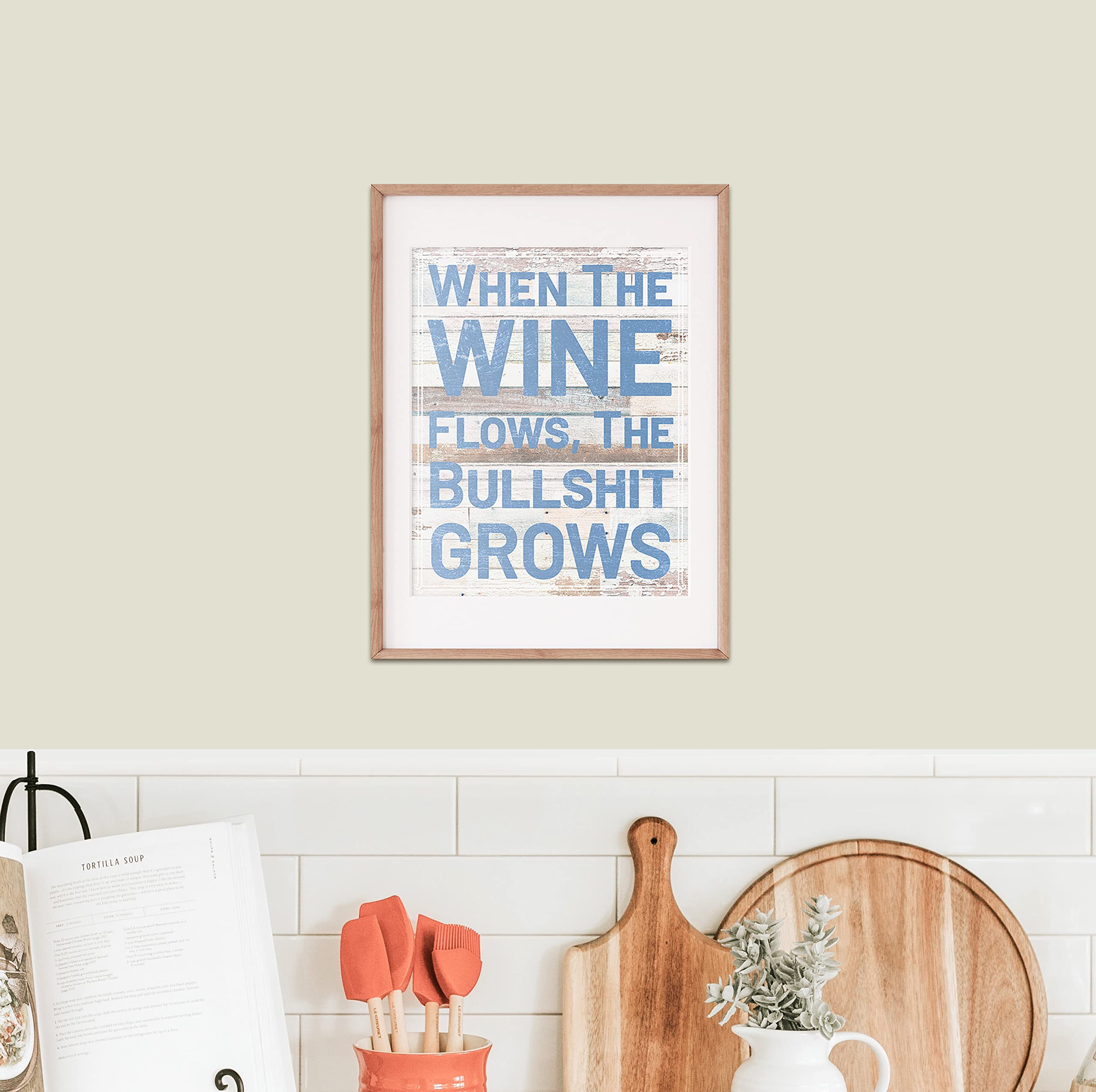 Funny Wine Wall Decor - Rustic Kitchen Sign for Wine Lovers - Bar Decor - 8x10 Unframed - Perfect for Home & Pub Decor